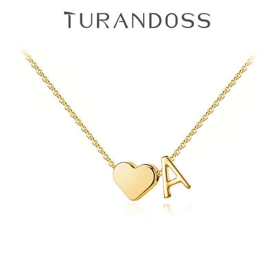 Turandoss Tiny Initial Necklaces Golden Heart Letter A-Z Necklace Dainty Heart Name Necklace Personalized Initial Tag Pendant Birthday Gifts Anniversary Gifts Jewelry for Women Girls Christmas Gifts
