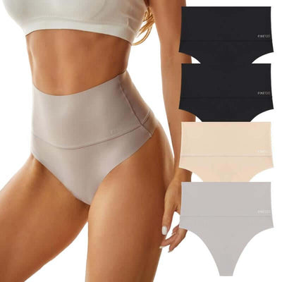 FINETOO Unite Store 4Pcs Underwear for Women High Waisted Comfort Thongs Seamless Lingerie Minimalist Bridal Pants Basic T-Back Pants S-3XL Womenswear