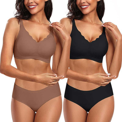 Set x2 sujetadores OEAK sin aros ni costuras. Push-up suave, cómodos y transpirables. Cobertura total para el día a día.