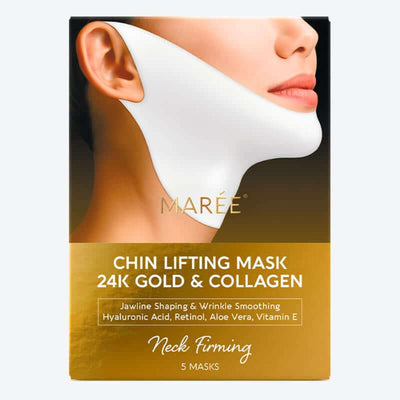 V Line Lifting Mask MAREE with 24K Gold - Collagen Jawline Chin Lifting Mask with Retinol, Hyaluronic Acid & Vitamin E - 5 Pack